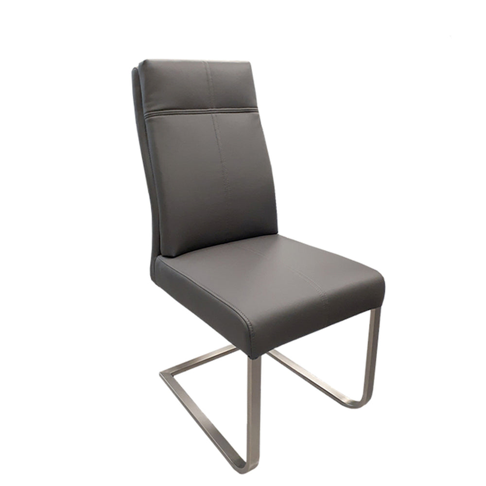 Chaise de cuisine moderne en cuir polyuréthane avec pattes en acier inoxydable