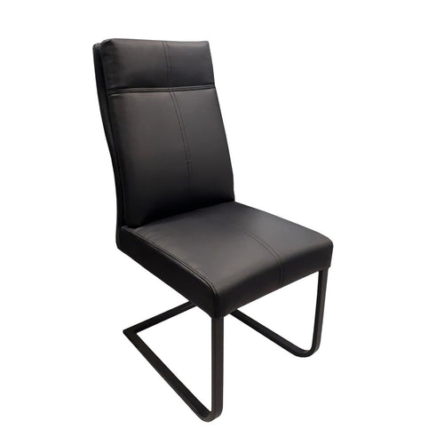 Chaise de cuisine moderne en cuir noir polyuréthane avec pattes noires