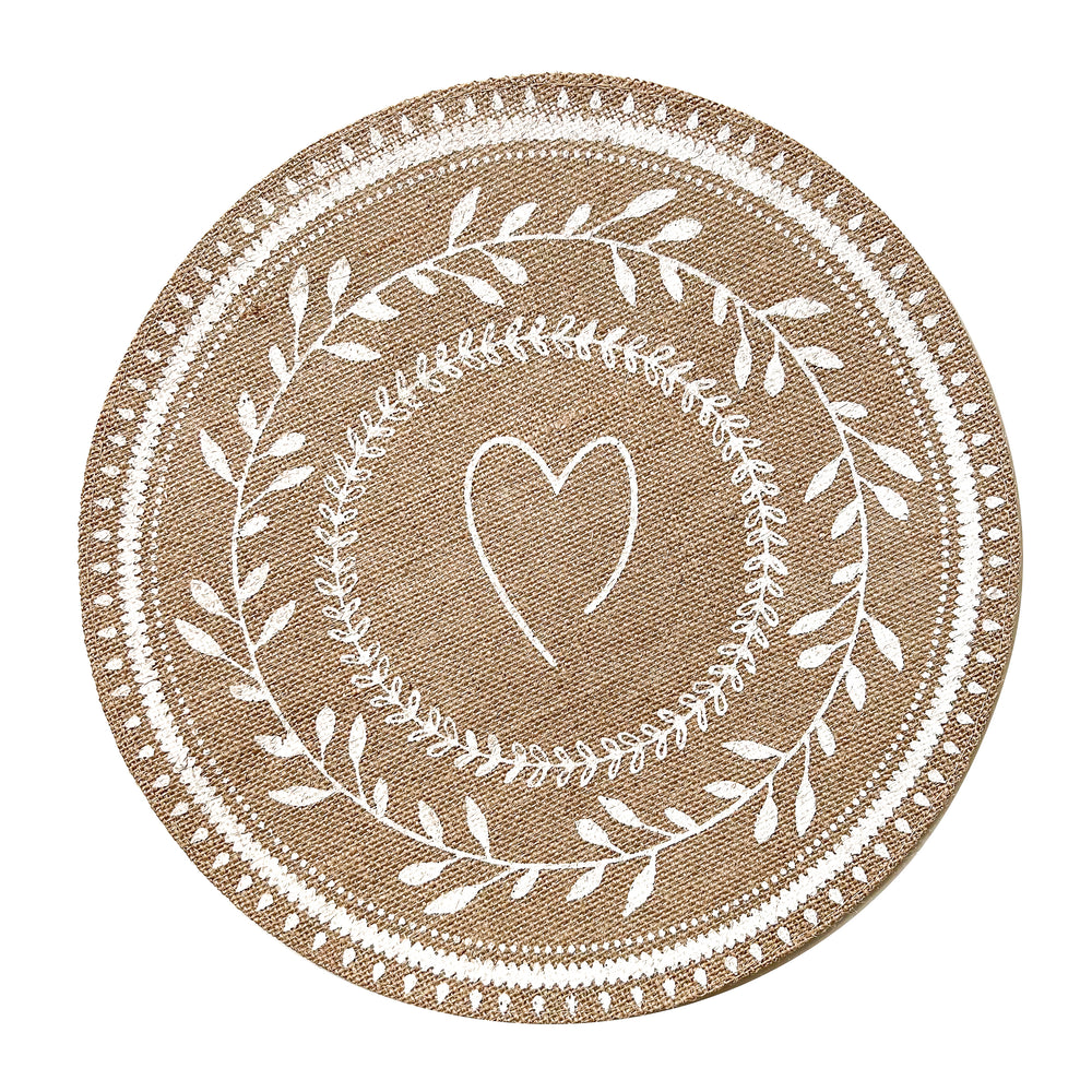 Napperon rond à motifs - Coeur||Round patterned placemat - Heart