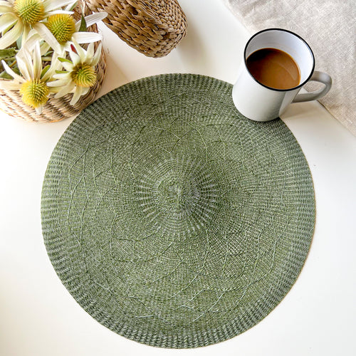 Napperon rond - Vert||Round placemat - Green