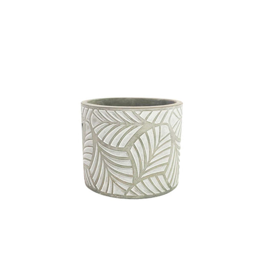 Vase gris et blanc avec motifs feuille - Callo