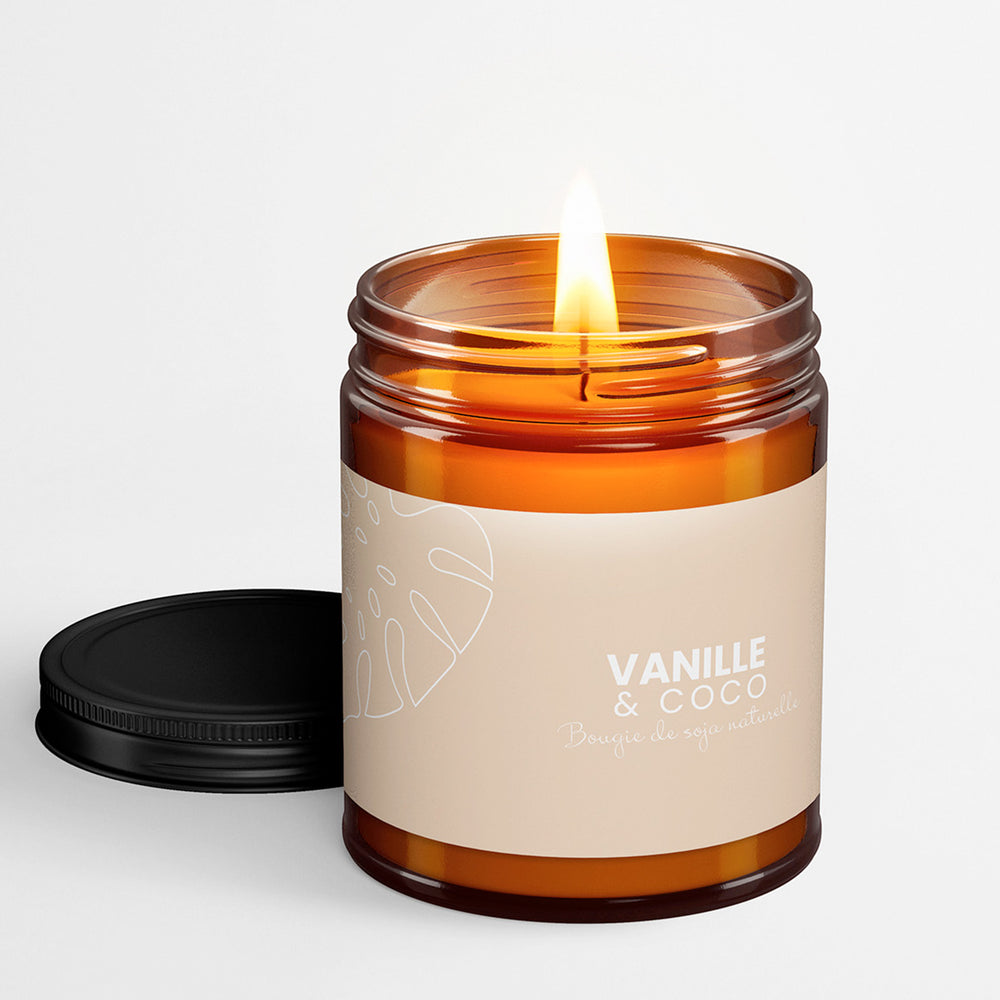 Chandelle ambrée 250 ml - Vanille et Coco||Amber candle 250 ml - Vanilla and coco