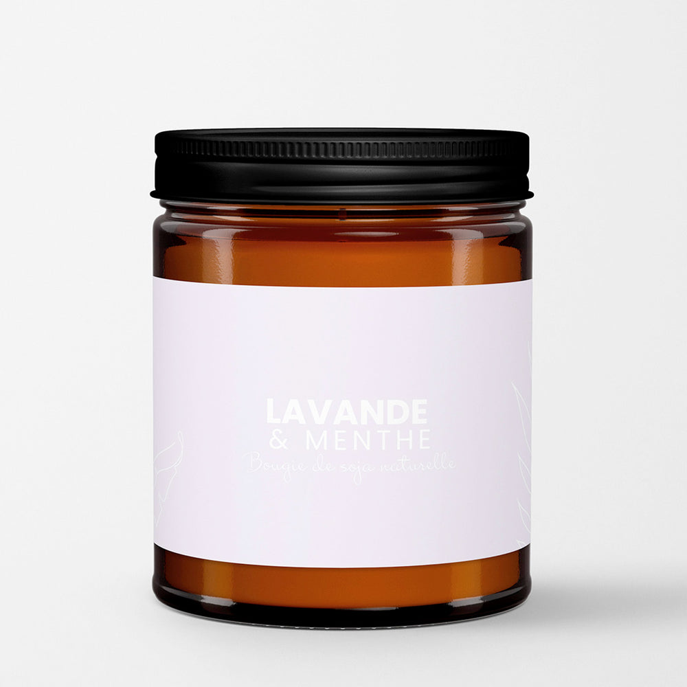 Chandelle ambrée 250 ml - Lavande et menthe||Amber candle 250 ml -  Lavender and Mint