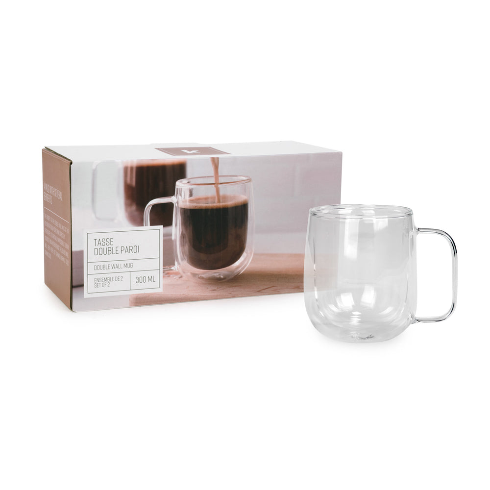 Tasses à café double paroi 300 ml - Ensemble de 2 ||Double wall coffee cups 300 ml - Set of 2