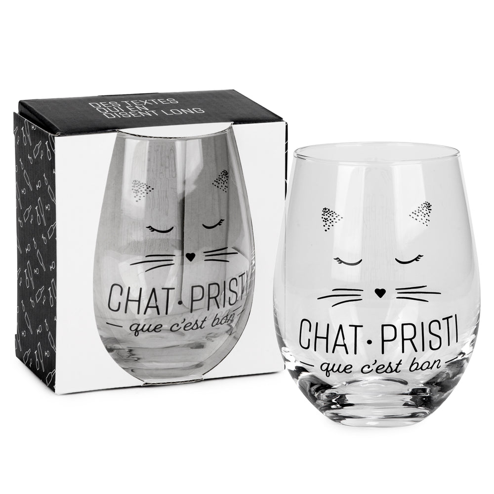 Verre à vin sans pied - Chat-pristi||Stemless wine glass - Chat-pristi