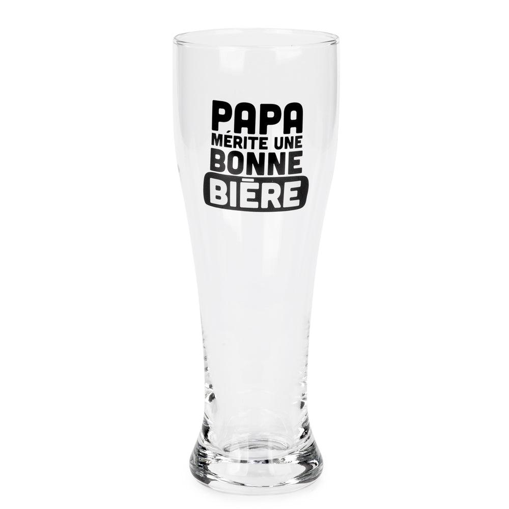 Verre à bière - Papa mérite une bonne bière||Beer glass - Papa mérite une bonne bière
