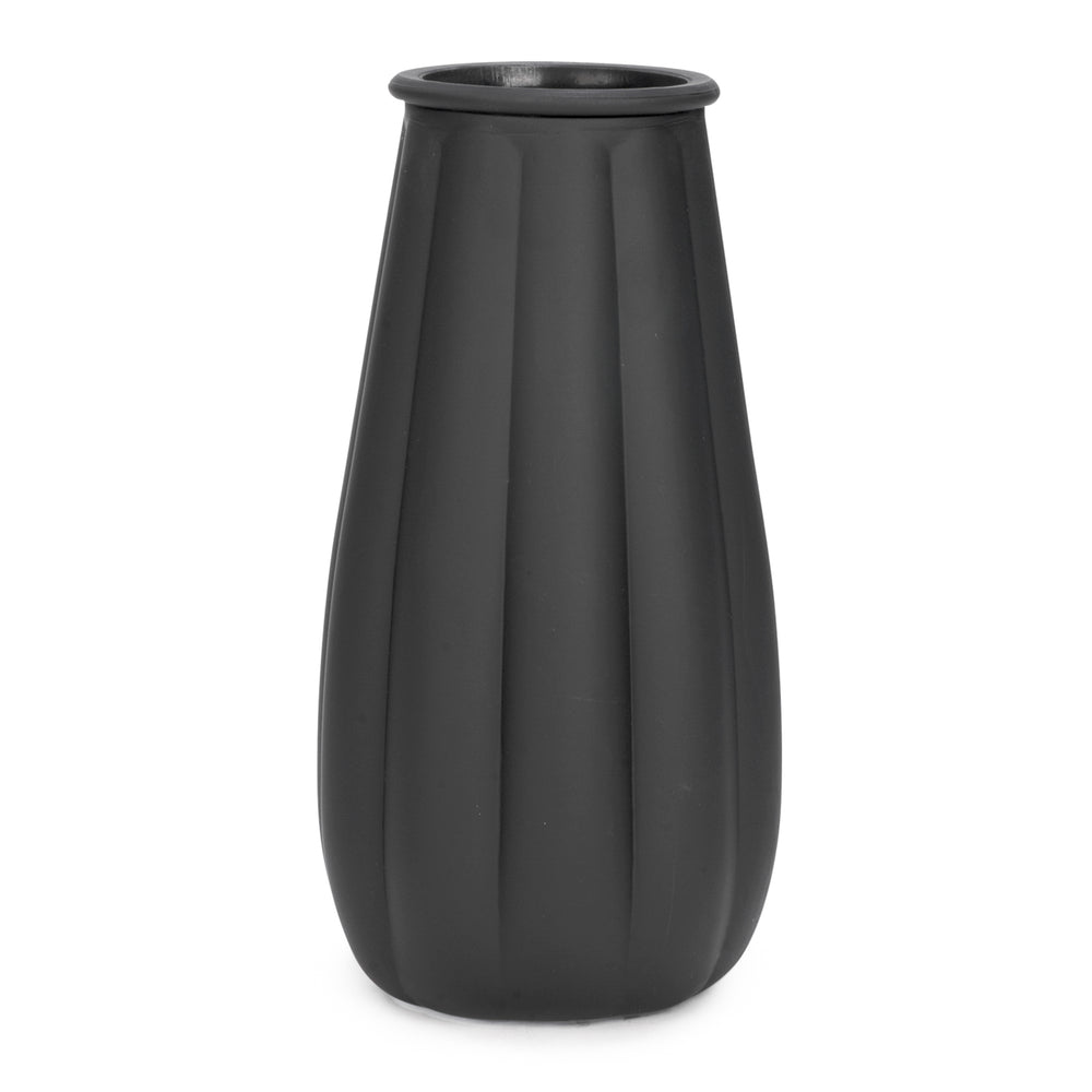 Vase strié noir