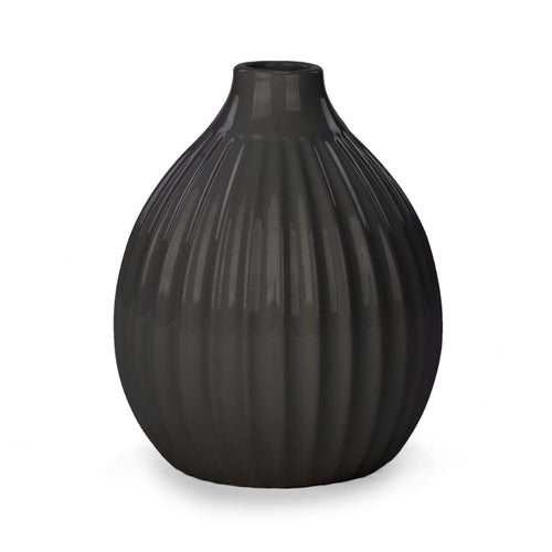 Vase noir strié