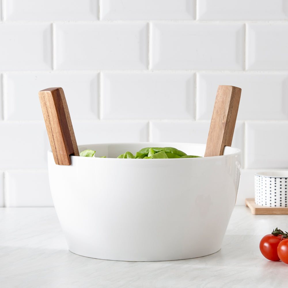 Saladier avec ustensiles||Ceramic salad bowl with utensils