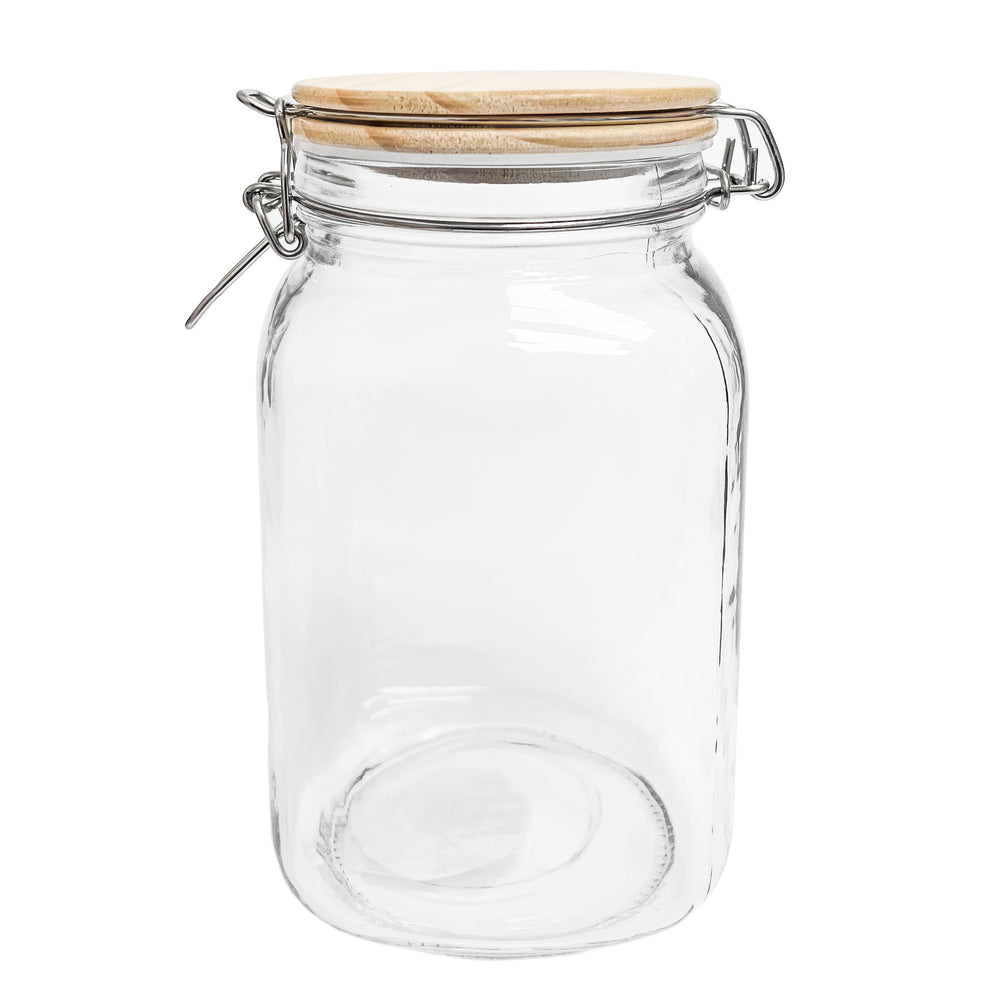 Pot en verre avec couvercle en bois||Glass jar with wooden lid