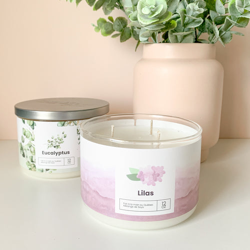 Chandelle 3 mèches - Lilas||3-Wick Candle - Lilac