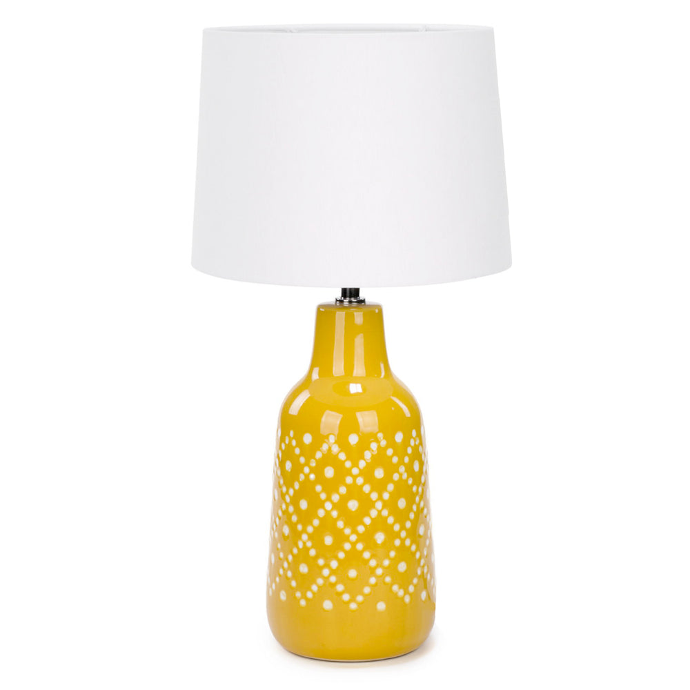 Lampe de table - Base jaune à motifs géos||Table lamp - Yellow base and geo design