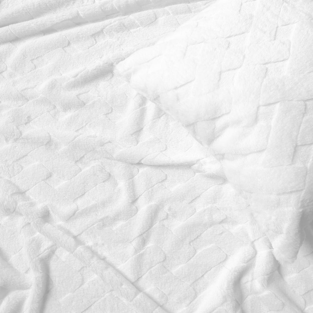 Jeté fausse fourrure - Blanc pure||Faux fur throw - Pure white