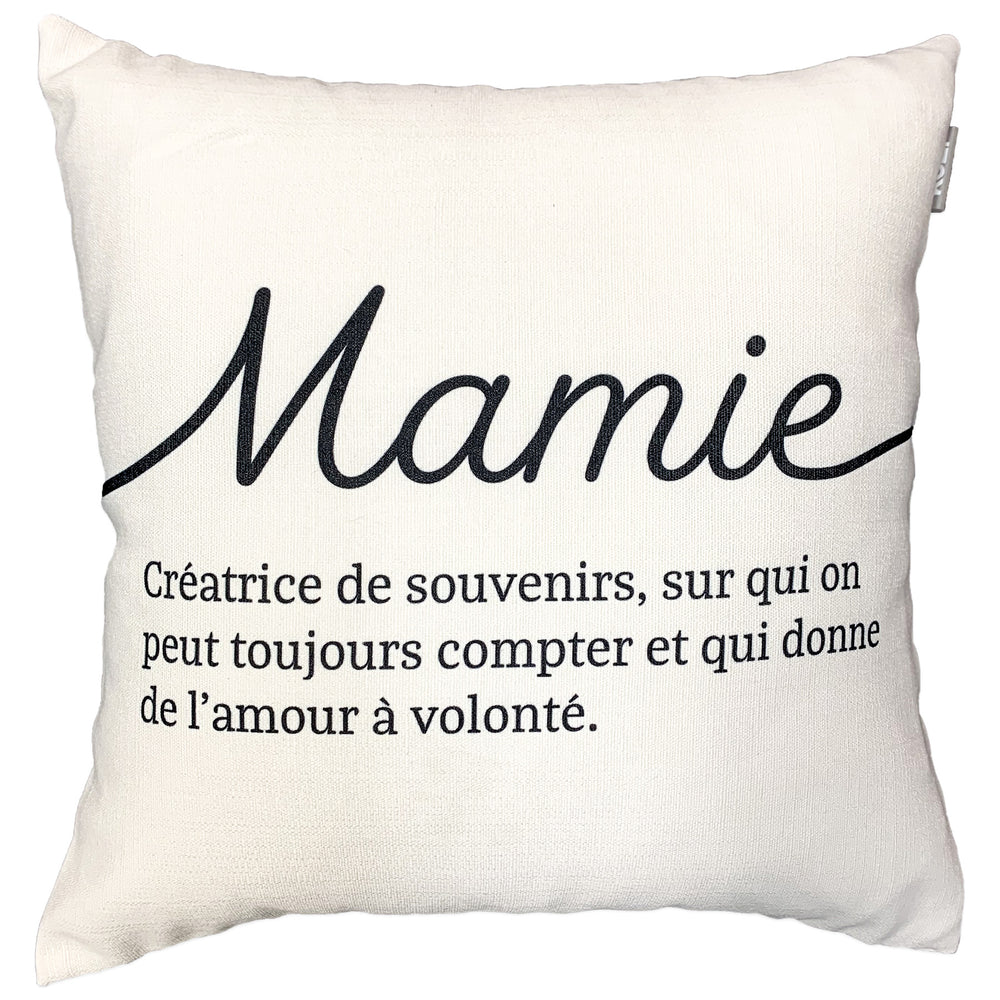Coussin à texte éco - Mamie||Eco text cushion - Mamie