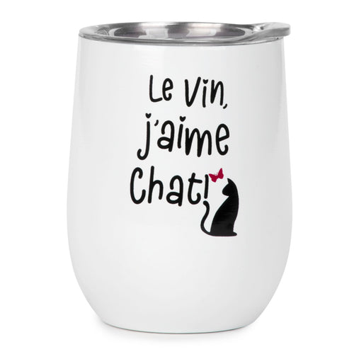 Verre à vin isotherme - J'aime chat||Isothermal wine glass - J'aime chat