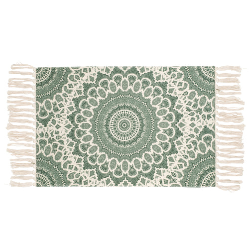Tapis mandala avec franges - Vert||Mandala rug with fringes - Green