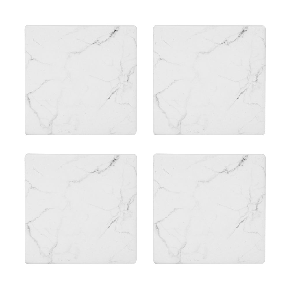 Ensemble de 4 sous-verres marbrés - Blanc||Set of 4 marbled coasters - White