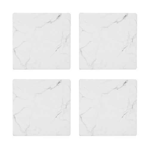 Ensemble de 4 sous-verres marbrés - Blanc||Set of 4 marbled coasters - White
