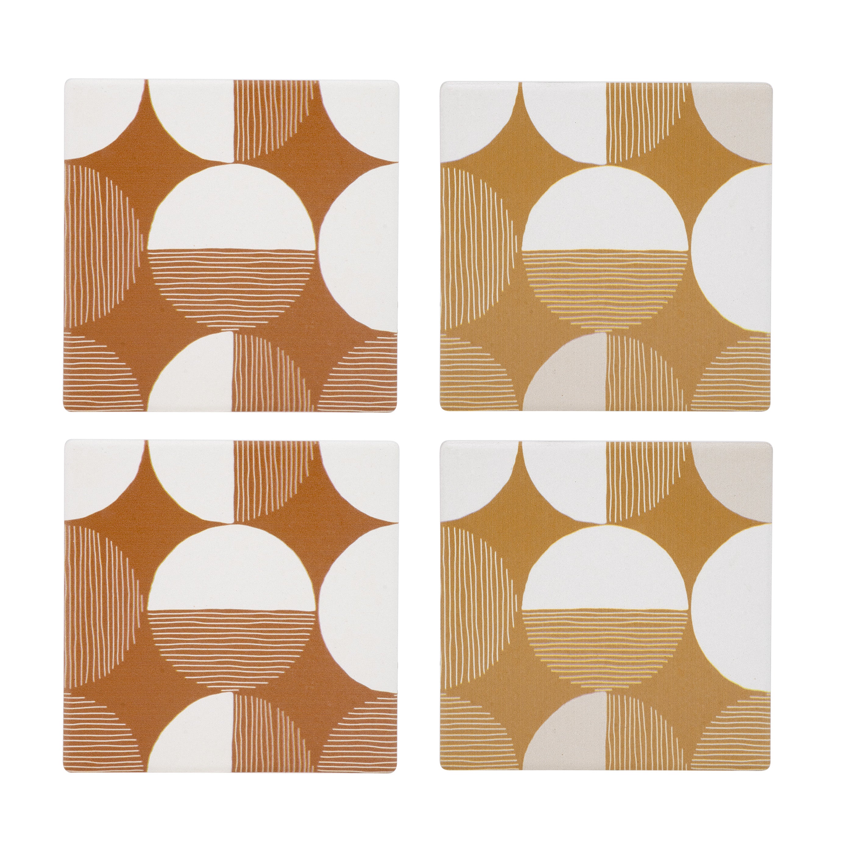 Set of 4 geo coasters Ochre Coasters Boutique Kozy