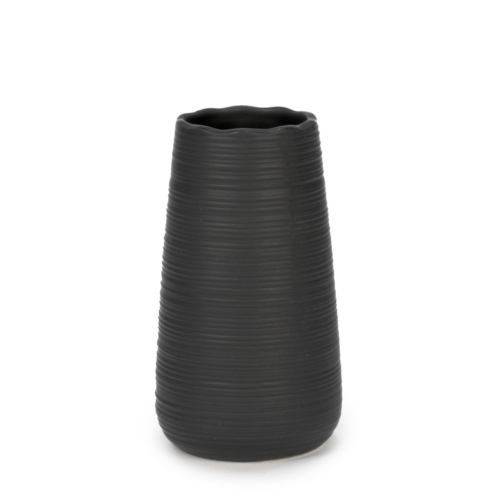 Vase strié noir - 6"||Black striated vase - 6"