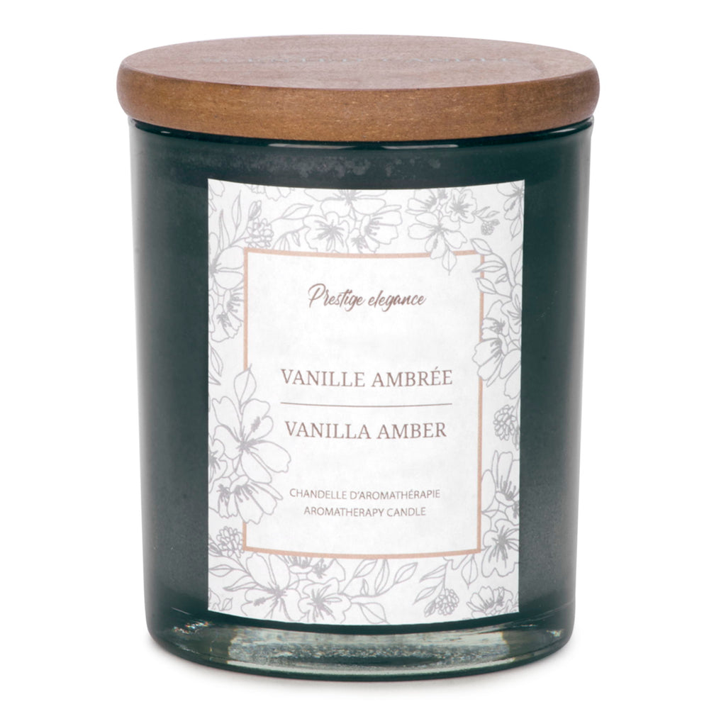 Grande chandelle en verre - Vanille ambrée||Large glass candle - Amber vanilla