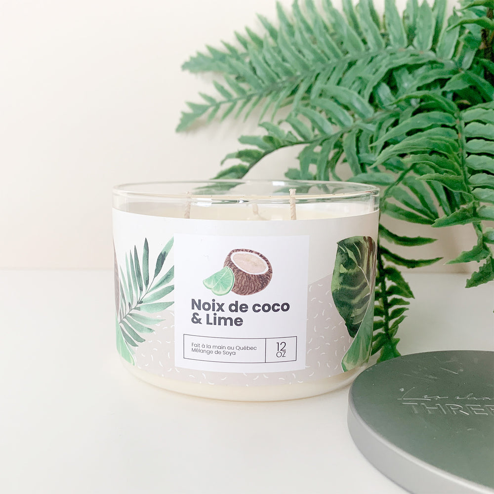 Chandelle 3 mèches - Coco Lime||3-Wick Candle - Lime and Coconut