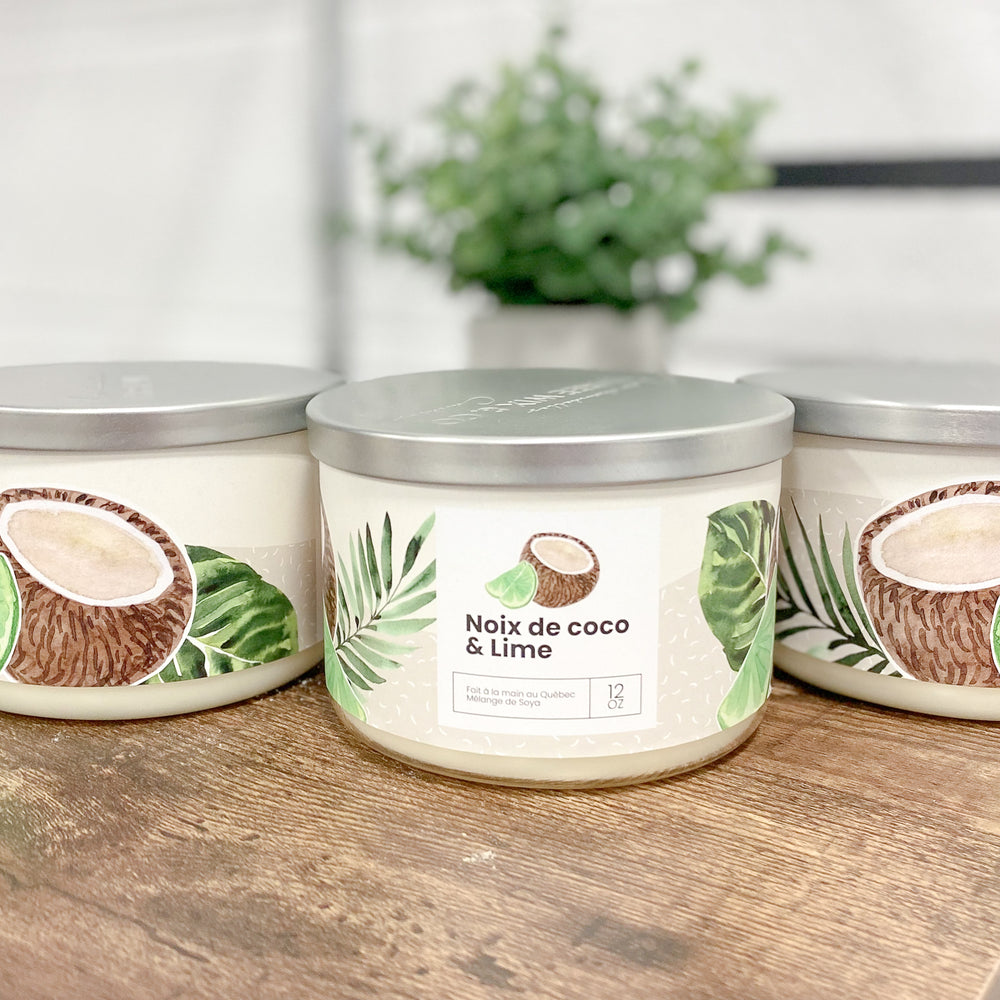 Chandelle 3 mèches - Coco Lime||3-Wick Candle - Lime and Coconut