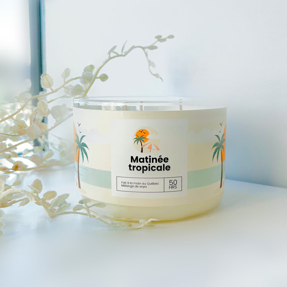 Chandelle 3 mèches - Matinée tropicale||3-Wick Candle - Tropical morning