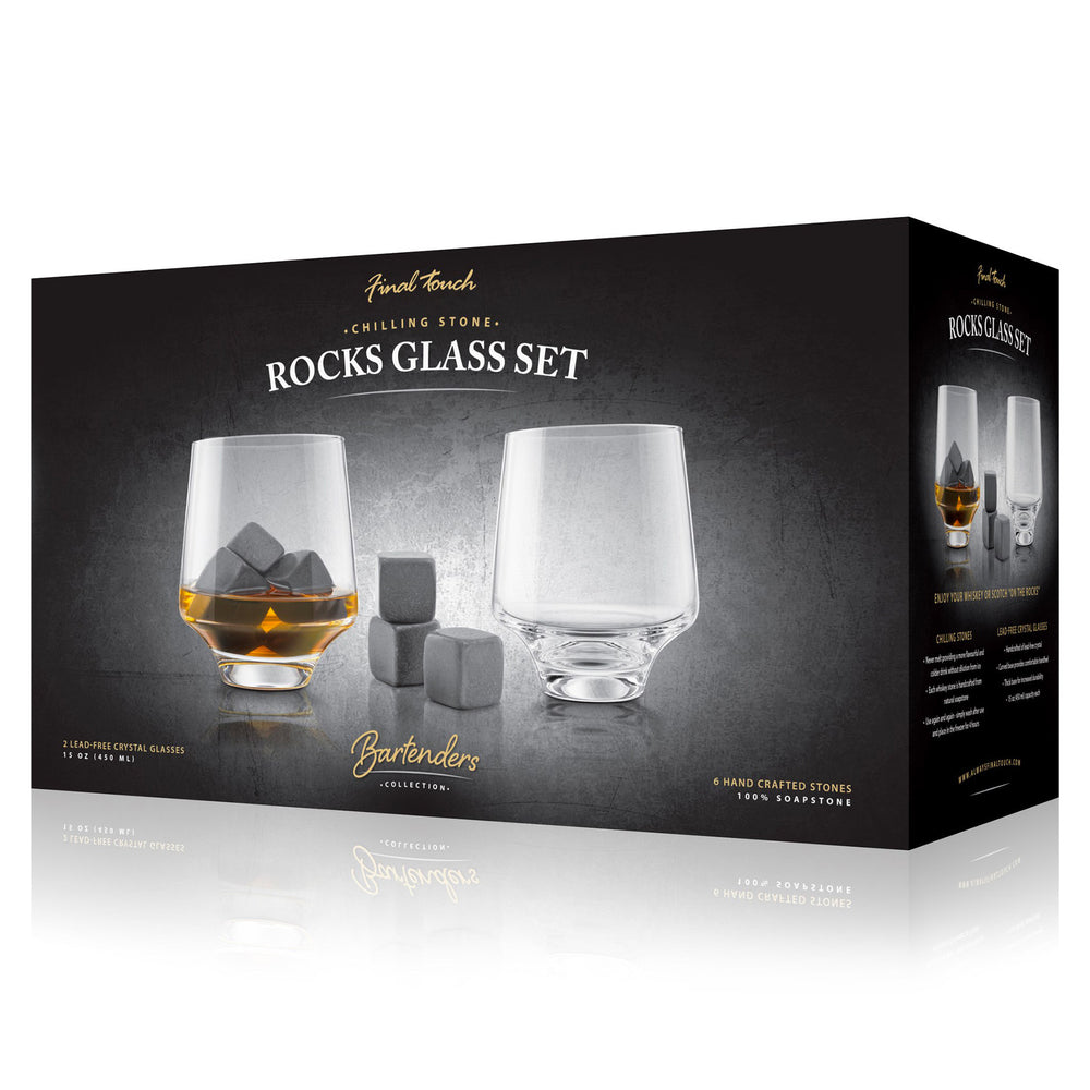 Ensemble de 2 verres avec 6 glaçons en pierre ollaire||Set of 2 glasses with 6 ice cubes in soapstone
