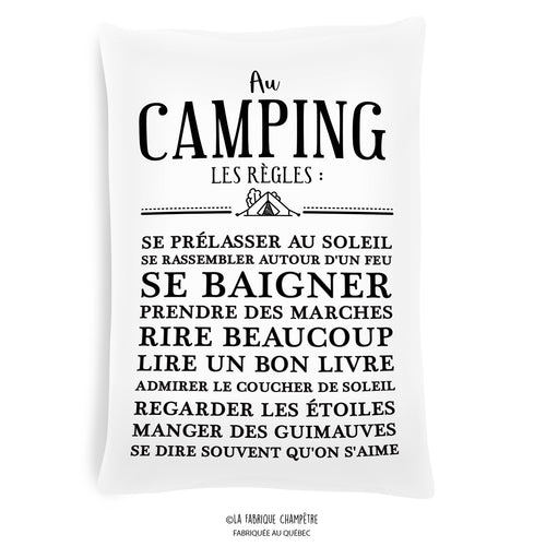 Coussin à texte - Règles camping||Text cushion - Règles camping